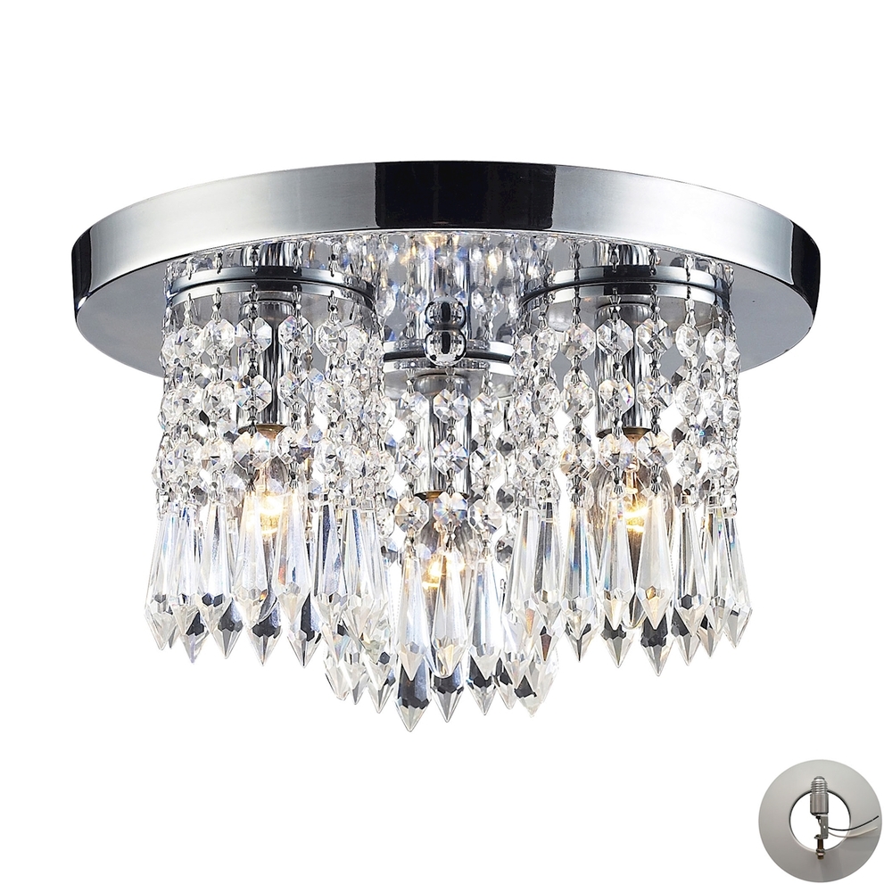 Optix 3-Light Semi Flush in Polished Chrome with 32% Lead Crystal - Includes Adapter Kit