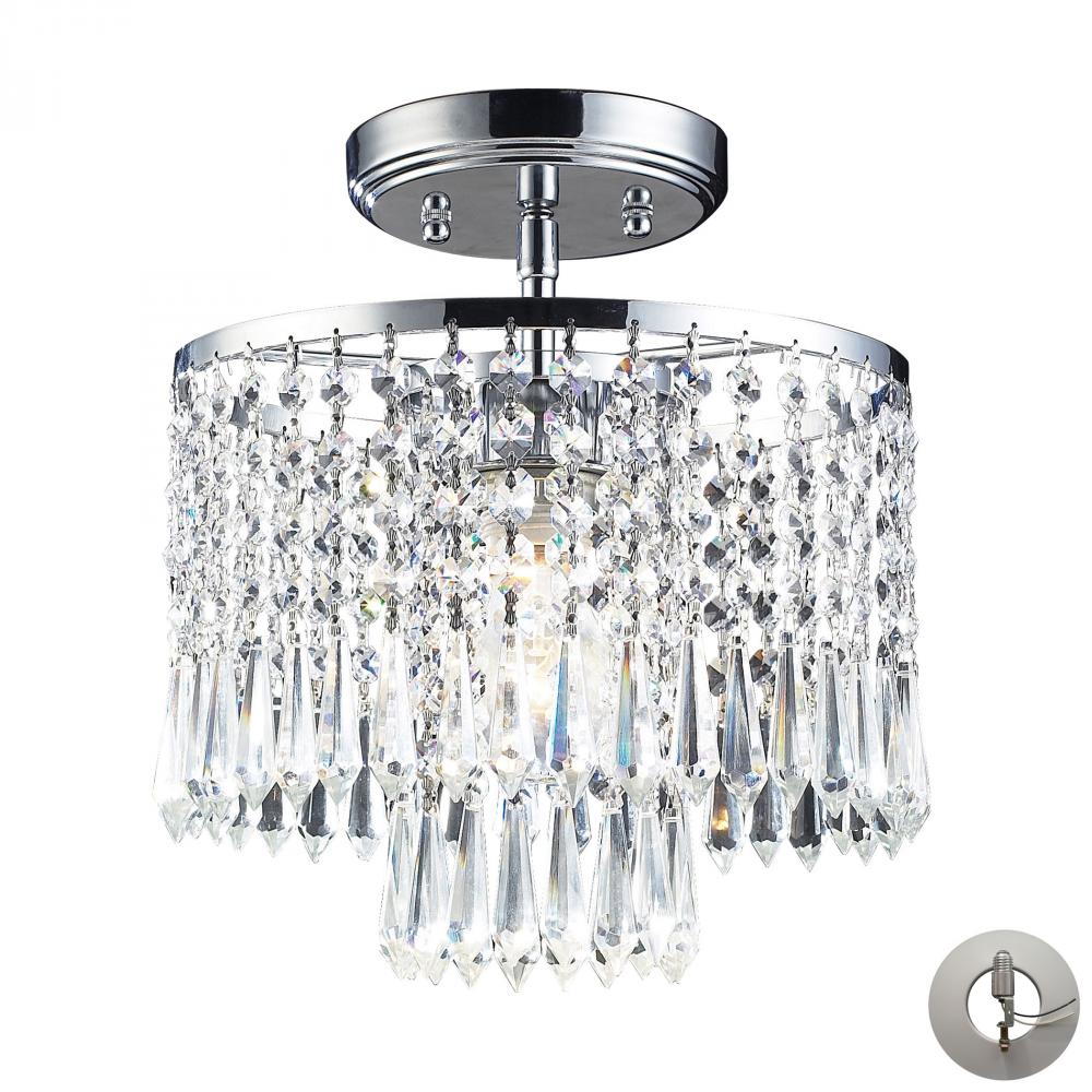 Optix 1-Light Semi Flush in Polished Chrome with 32% Lead Crystal - Includes Adapter Kit