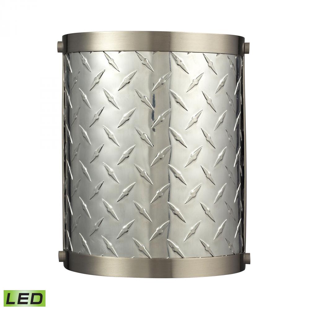 Diamond Plate 1 Light LED Sconce In Brushed Nick