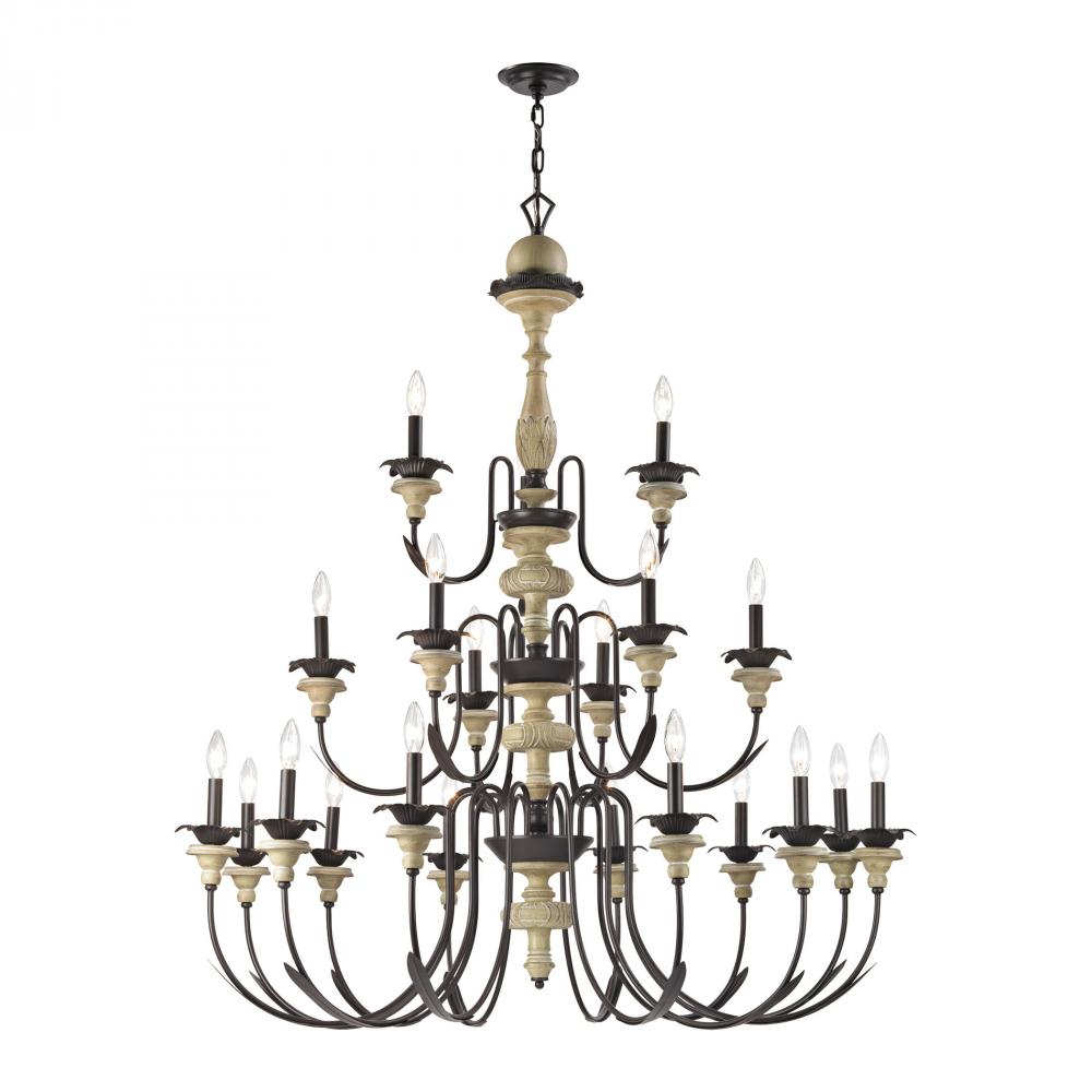 Channery Point 21 Light Chandelier In Aged Cream
