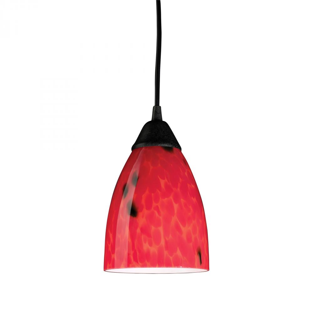 Classico 5'' Wide 1-Light Pendant - Dark Rust with Fire Red Glass