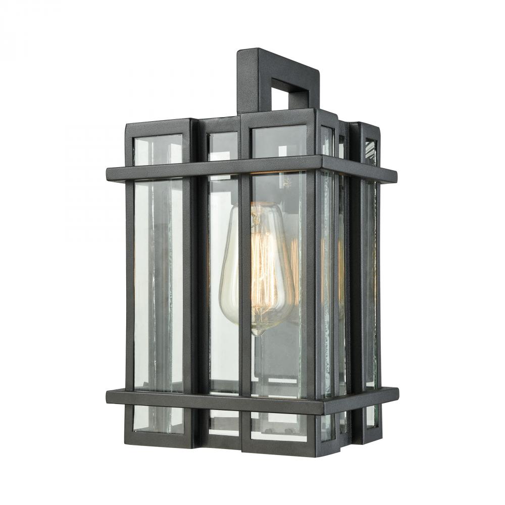 Glass Tower 1-Light Outdoor Sconce in Matte Black