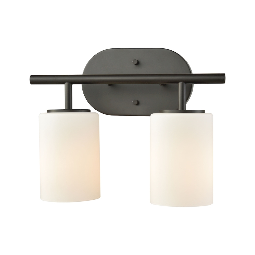 Pemlico 2-Light Vanity Lamp in Oil Rubbed Bronze with White Glass