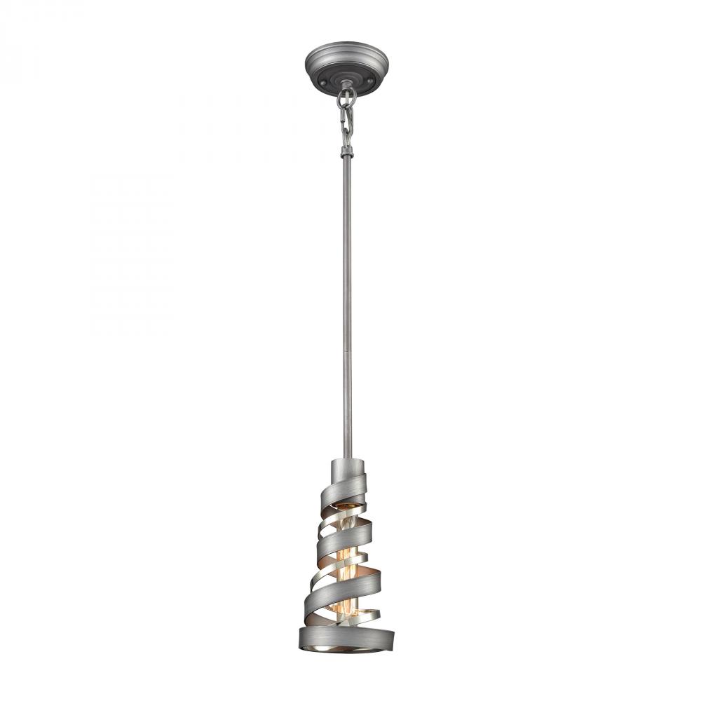Zabrina 1-Light Mini Pendant in Nickel and Weathered Zinc with Metal Shade